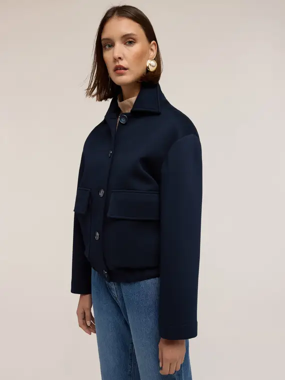 Giacca boxy in scuba Donna, Blu