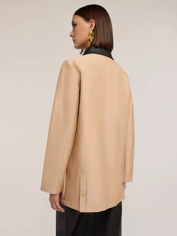 Giacca con inserti in tessuto spalmato Donna, Beige miniatura 2