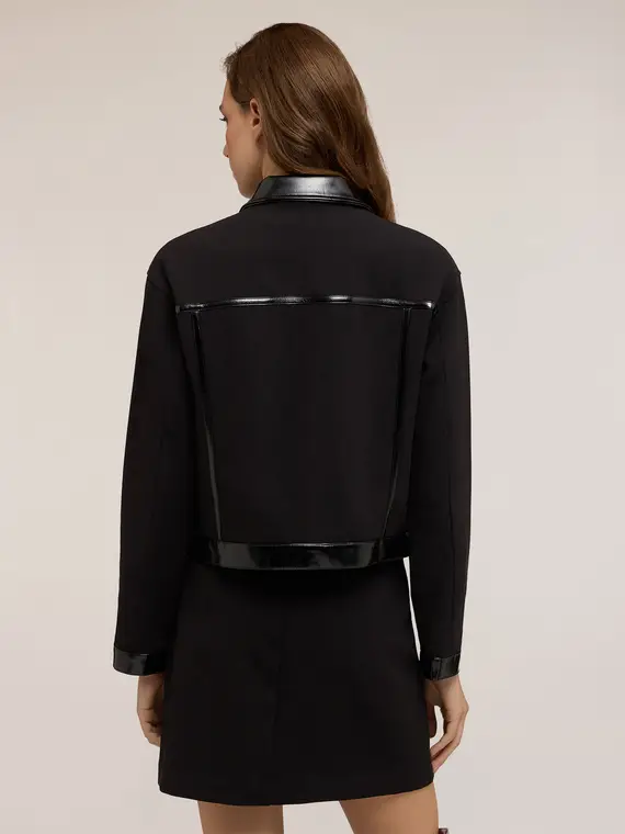 Giacca con inserti in vernice Donna, Nero miniatura 2