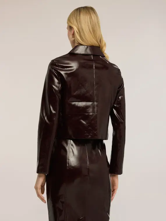Giacca corta in tessuto lucido Donna, Bordeaux miniatura 2