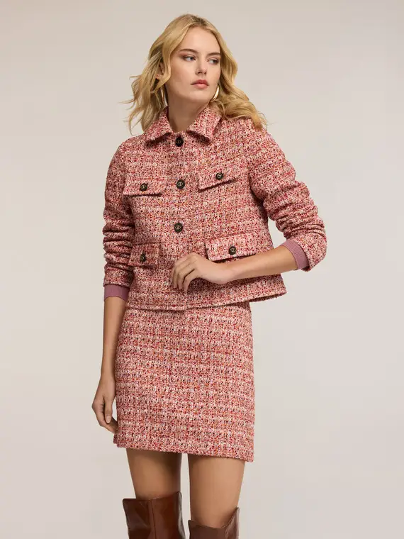 Giacca corta in tweed Donna, Rosso