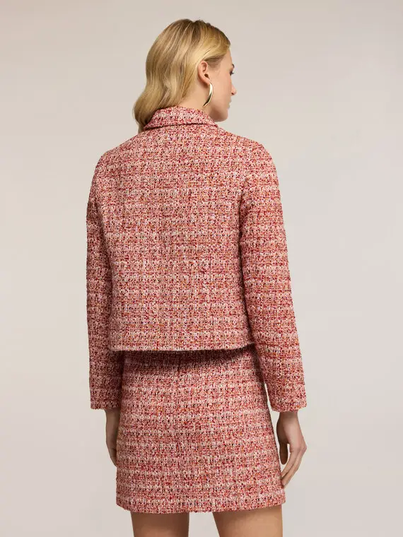 Giacca corta in tweed Donna, Rosso miniatura 2