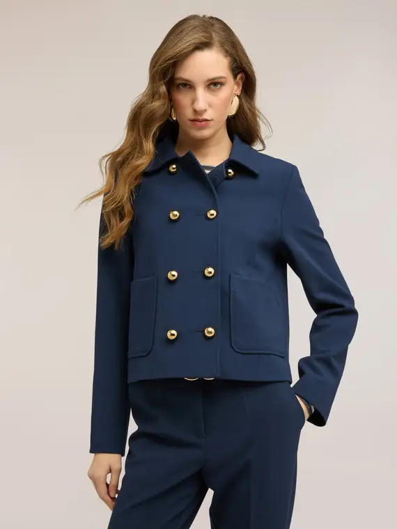 Giacca doppiopetto con tasche applicate Donna, Blu