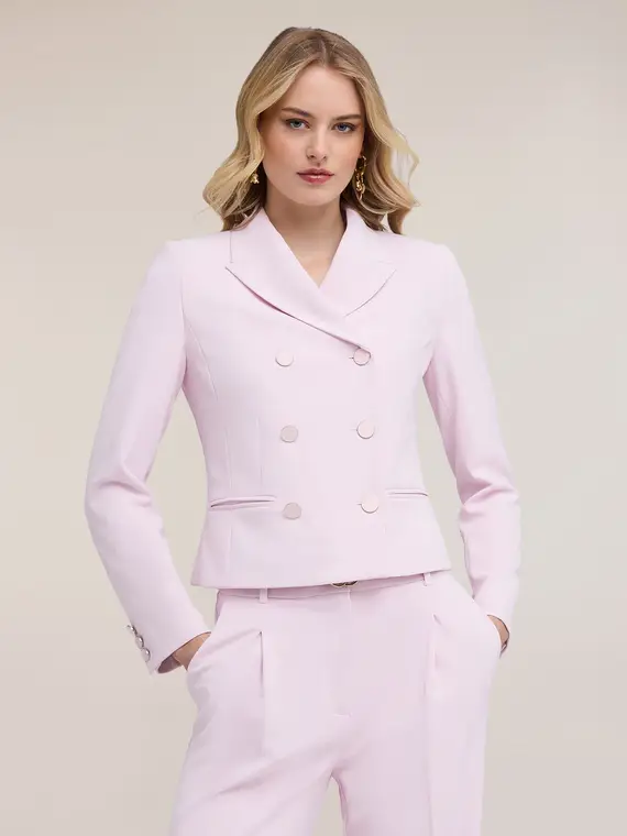Giacca doppiopetto in cady crêpe Donna, Rosa