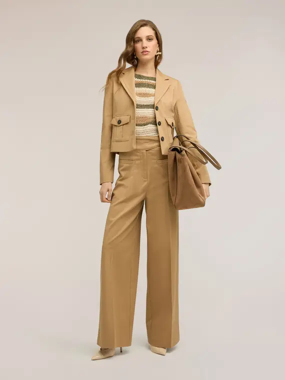 Giacca in cotone con tasche Donna, Beige