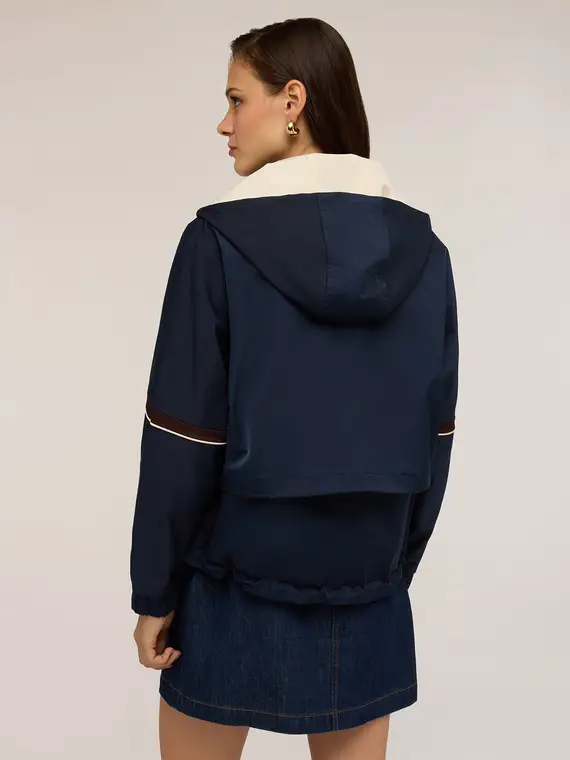 Giacca in nylon con cappuccio Donna, Blu miniatura 2