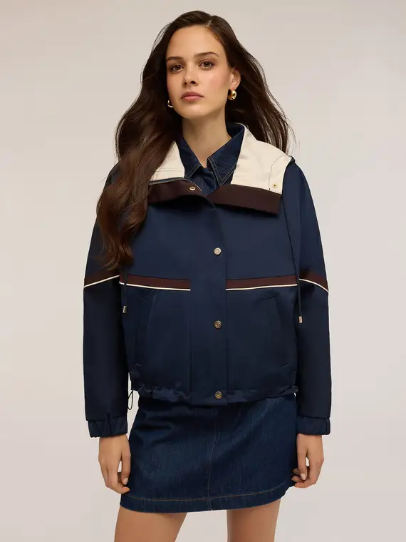 Giacca in nylon con cappuccio Donna, Blu