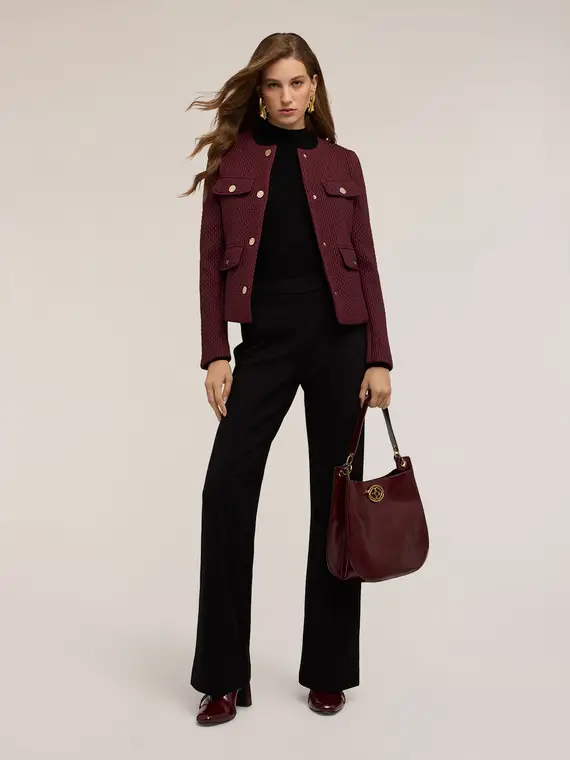 Giacca in scuba trapuntato Donna, Bordeaux miniatura 3