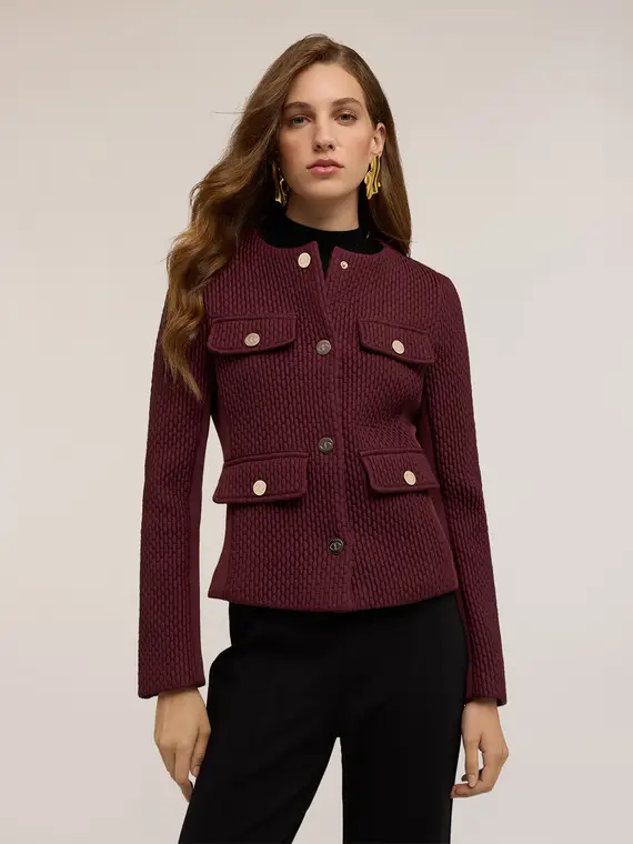 Giacca in scuba trapuntato Donna, Bordeaux