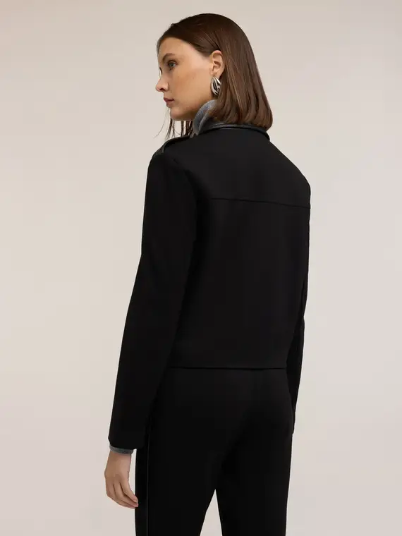 Giacca military corta con inserti Donna, Nero miniatura 2