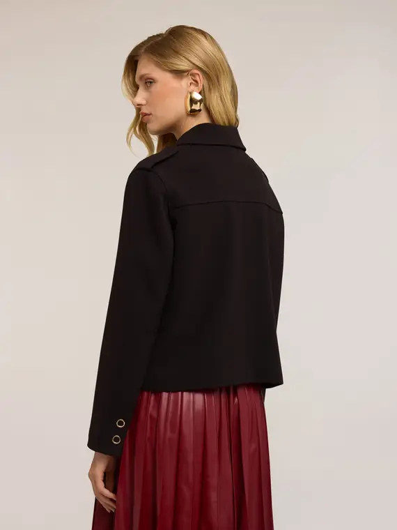 Giacca misto viscosa con mostrine Donna, Nero miniatura 2