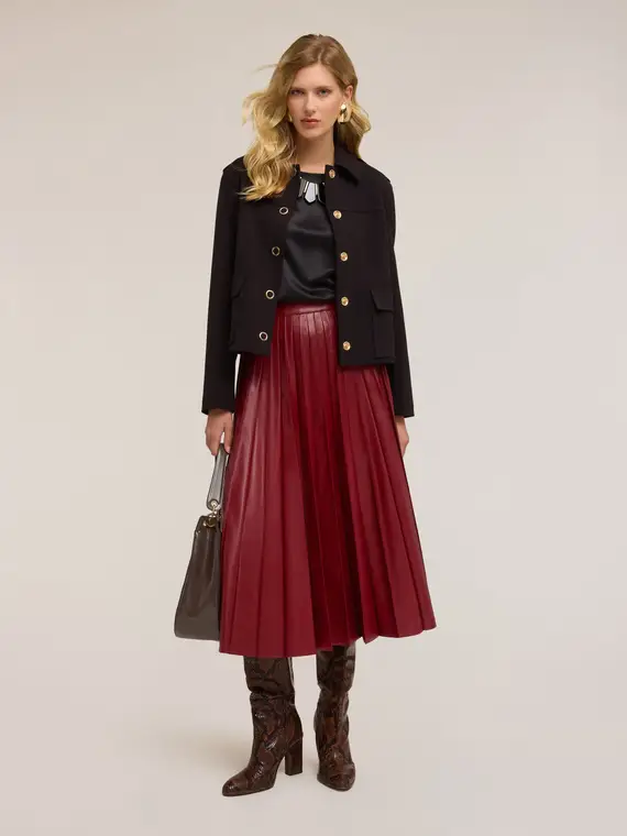 Giacca misto viscosa con mostrine Donna, Nero