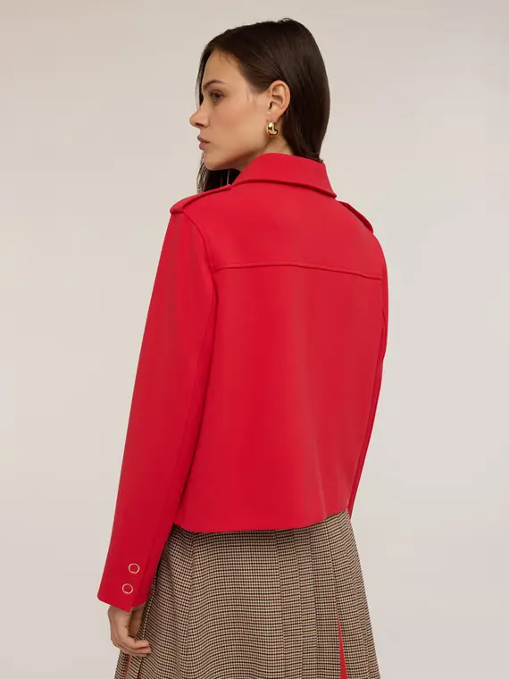 Giacca misto viscosa con mostrine Donna, Rosso miniatura 2
