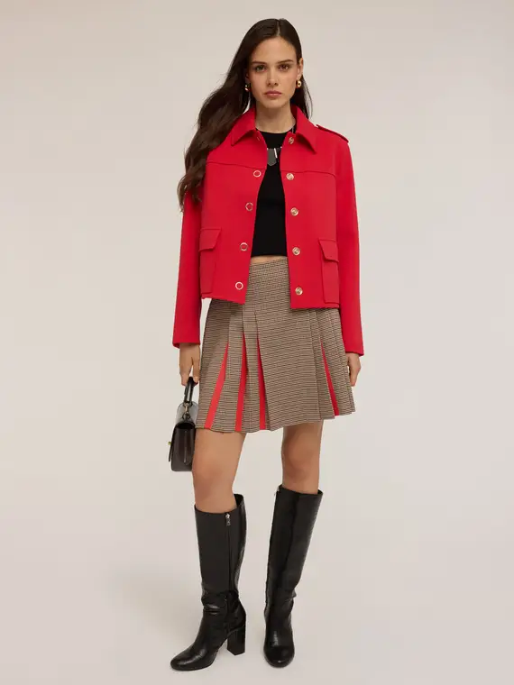 Giacca misto viscosa con mostrine Donna, Rosso miniatura 3