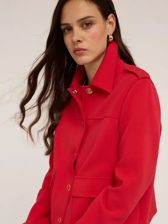 Giacca misto viscosa con mostrine Donna, Rosso