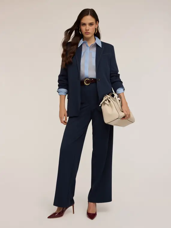 Giacca monopetto con impunture a contrasto Donna, Blu