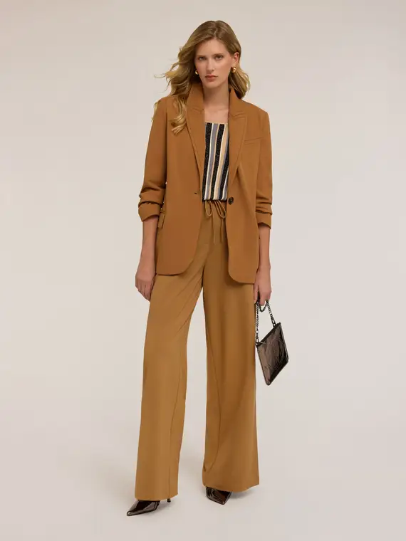 Giacca monopetto con impunture a contrasto Donna, Marrone