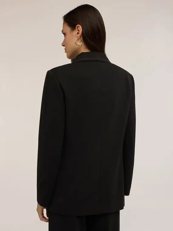 Giacca monopetto con impunture a contrasto Donna, Nero miniatura 2