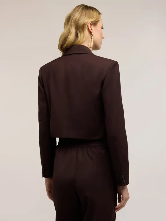 Giacca spencer doppiopetto Donna, Marrone miniatura 2