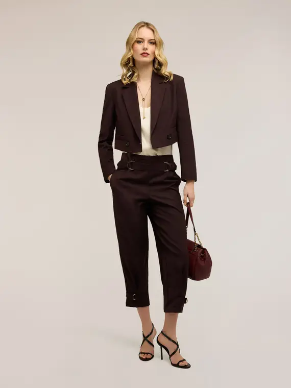 Giacca spencer doppiopetto Donna, Marrone miniatura 3