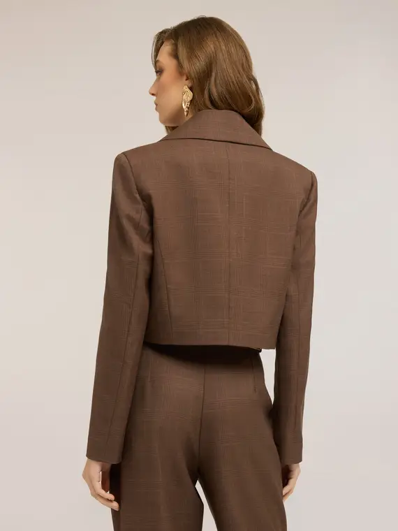 Giacca spencer fantasia check Donna, Marrone miniatura 2