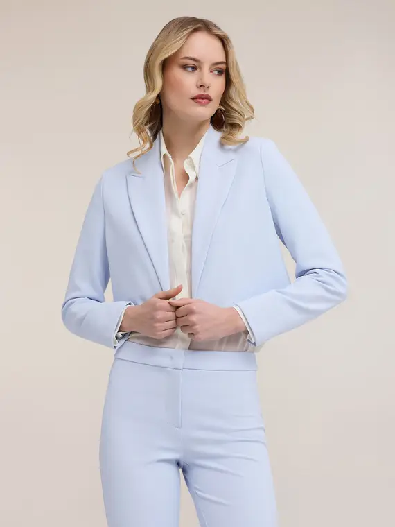 Giacca spencer in crêpe Donna, Azzurro