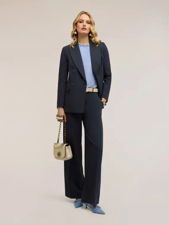 Giacca strutturata doppiopetto Donna, Blu miniatura 3