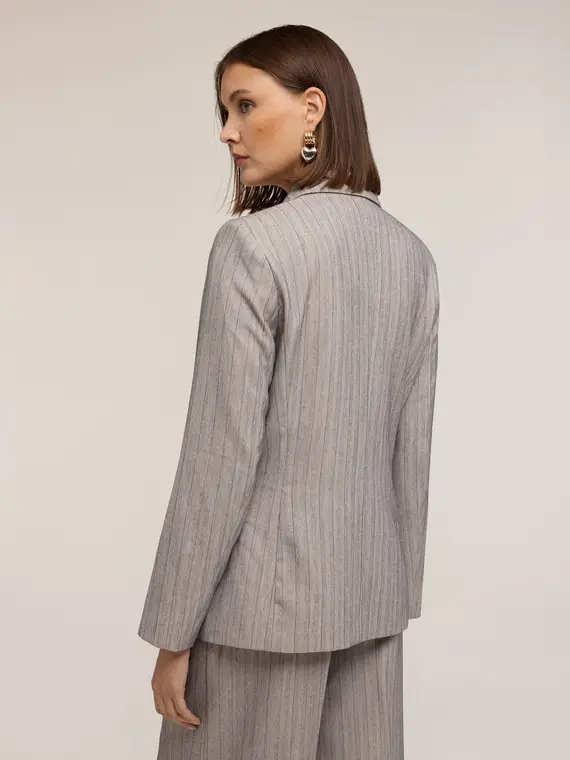 Giacca strutturata doppiopetto gessata Donna, Grigio miniatura 2