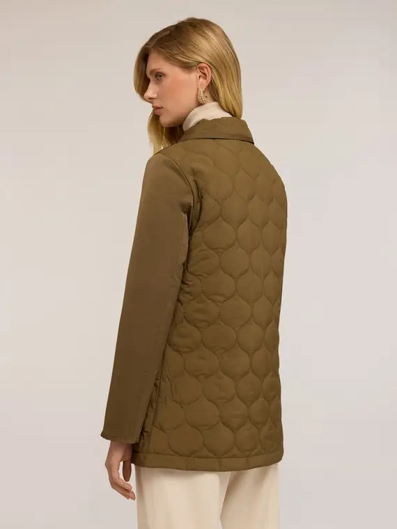 Giacca trapuntata in nylon e raso Donna, Verde militare miniatura 2