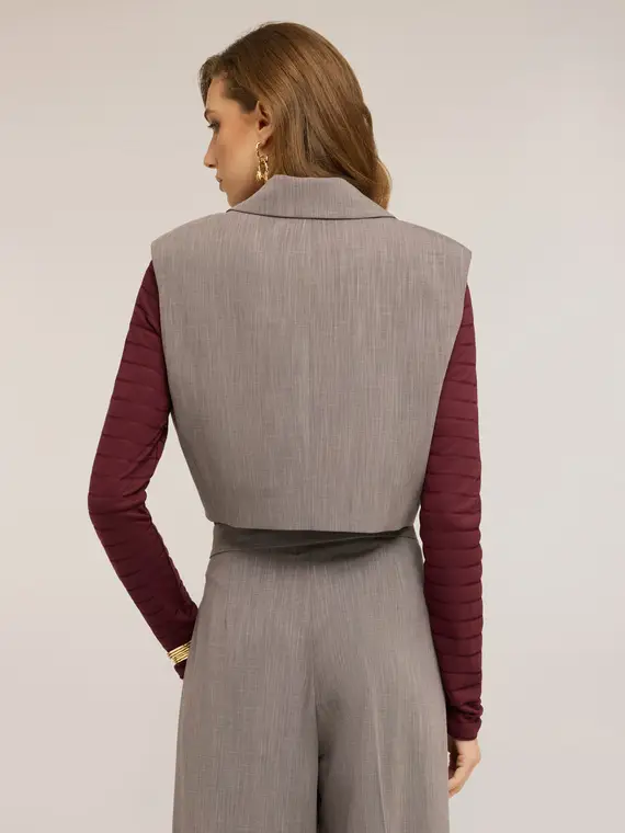 Gilet corto con revers Donna, Grigio miniatura 2