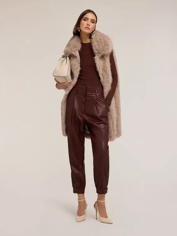 Gilet effetto teddy con ampio collo Donna, Beige