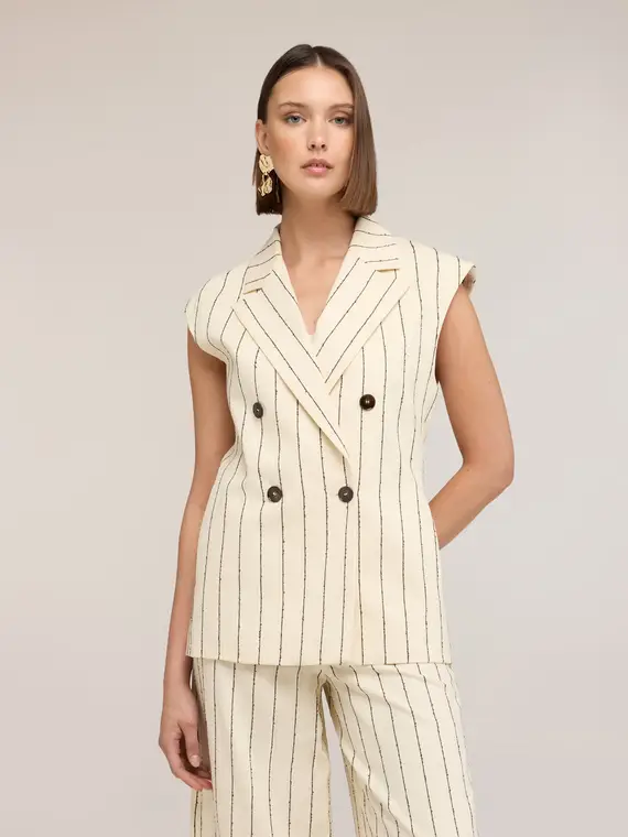 Gilet gessato The Tailoring Lab Donna, Beige