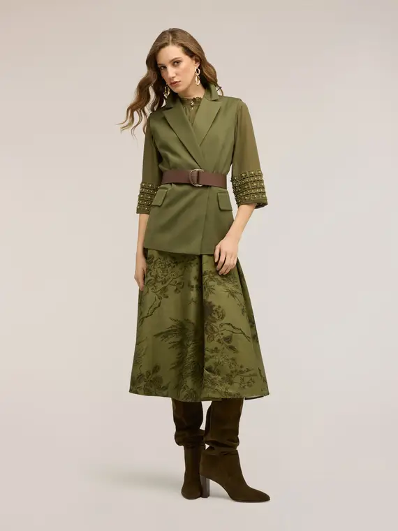 Gilet in poliviscosa con cintura Donna, Verde militare