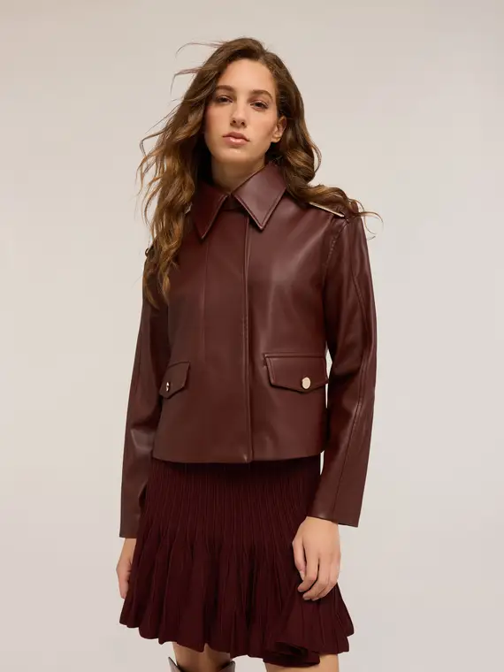 Giubbotto con fibbie sulle spalle Donna, Marrone