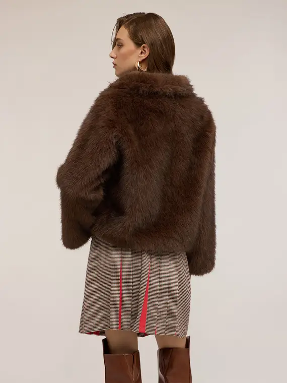 Giubbotto corto con collo alto Donna, Marrone miniatura 2