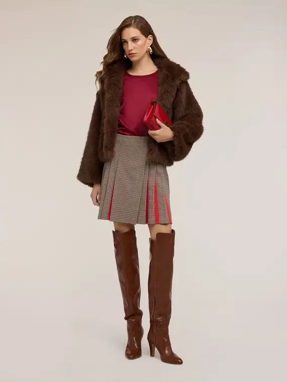 Giubbotto corto con collo alto Donna, Marrone miniatura 3