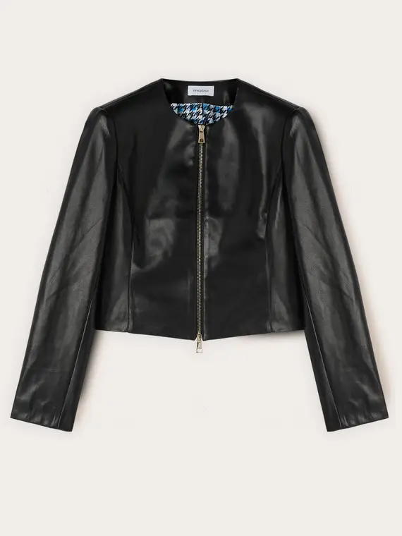 Giubbotto corto in tessuto spalmato Donna, Nero