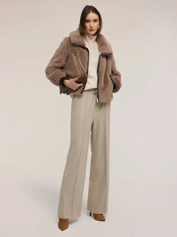 Giubbotto effetto peluche Donna, Beige