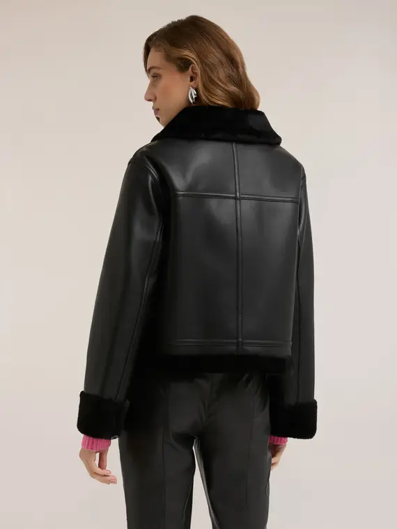 Giubbotto effetto shearling con bottoni Donna miniatura 2