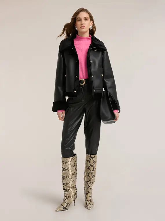 Giubbotto effetto shearling con bottoni Donna