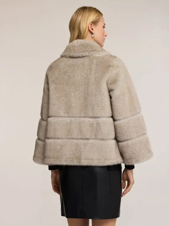 Giubbotto effetto teddy con zip Donna, Grigio miniatura 2