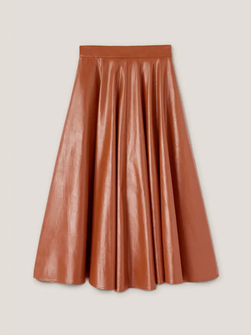 Motivi Gonna a ruota in tessuto spalmato Donna, Marrone, Taglia L miniatura 3