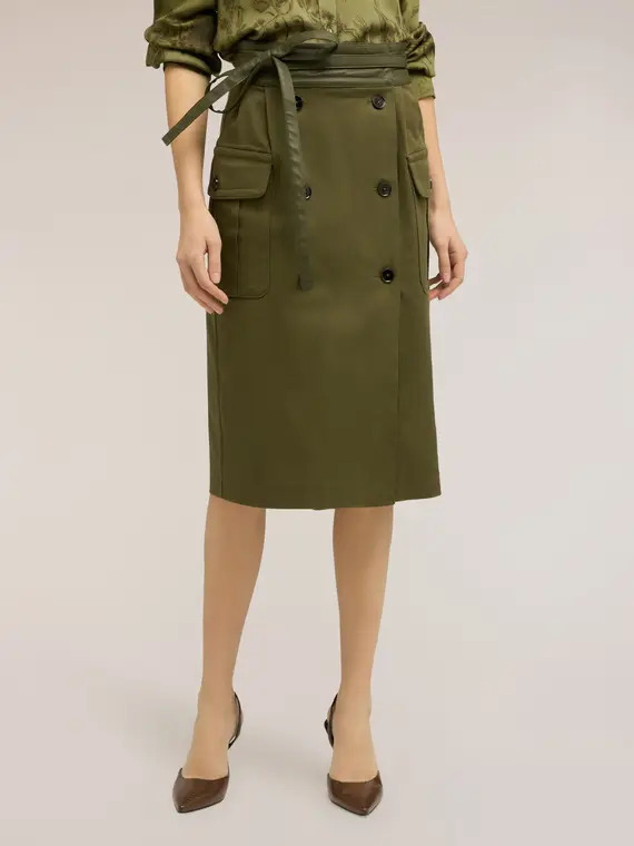 Gonna cargo con cintura Donna, Verde militare miniatura 3