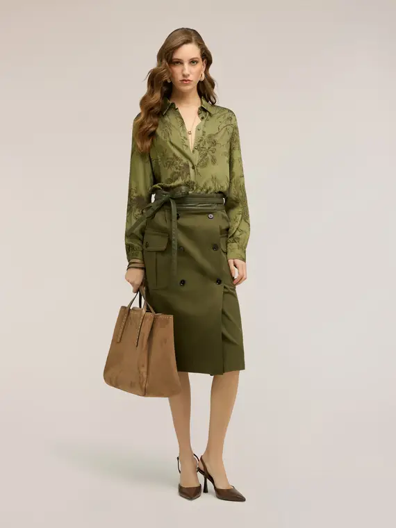 Gonna cargo con cintura Donna, Verde militare