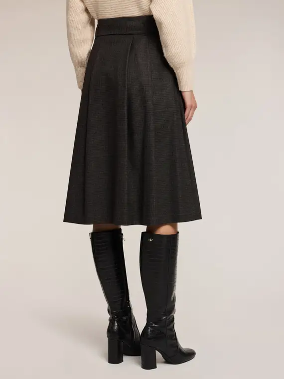 Gonna in tinto filo con cintura Donna, Grigio miniatura 2