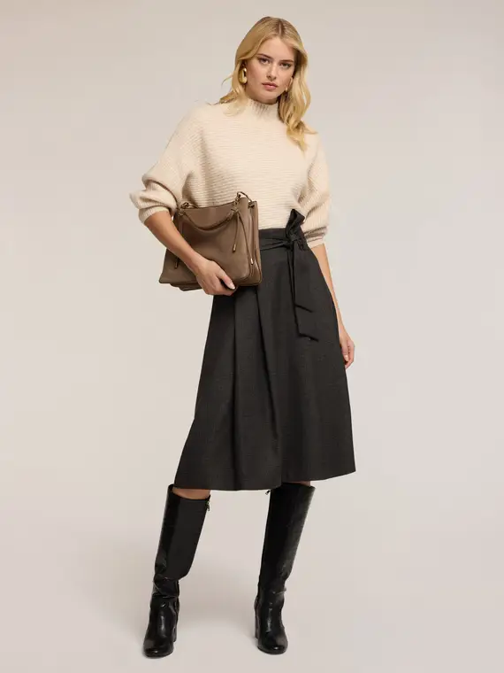 Gonna in tinto filo con cintura Donna, Grigio