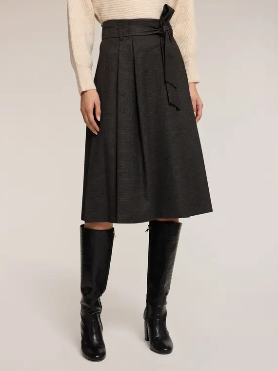 Gonna in tinto filo con cintura Donna, Grigio miniatura 3