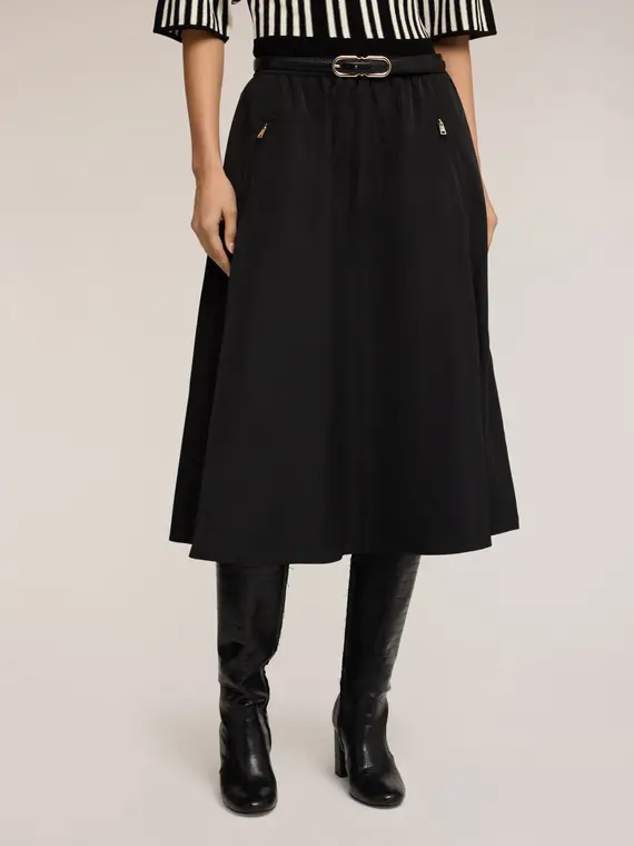 Gonna svasata in taffetà Donna, Nero miniatura 3