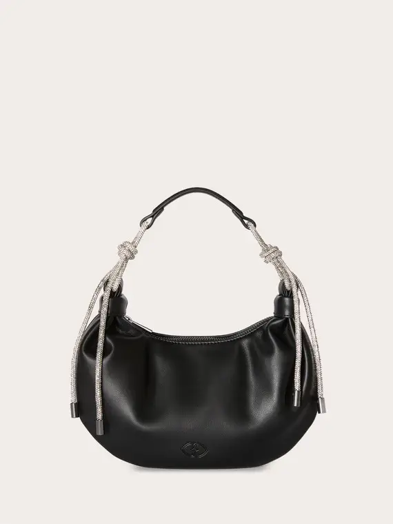 Hobo bag con pendenti gioiello Donna, Nero miniatura 2