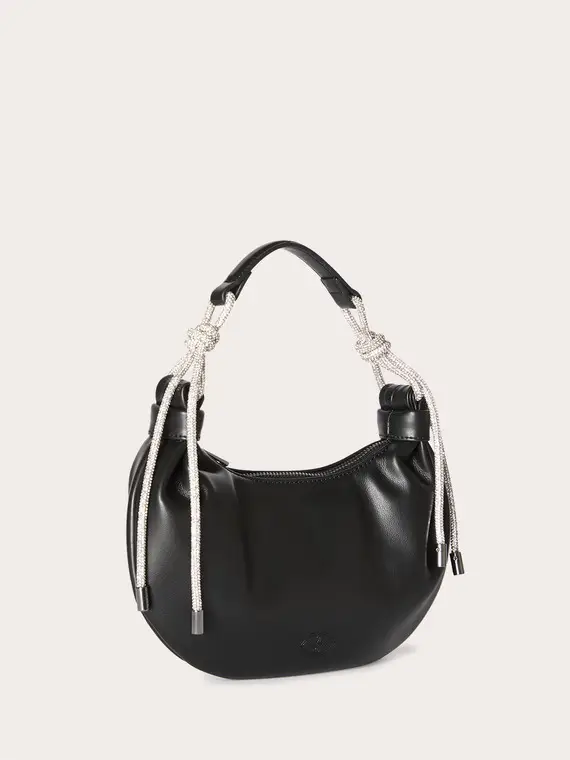 Hobo bag con pendenti gioiello Donna, Nero miniatura 3